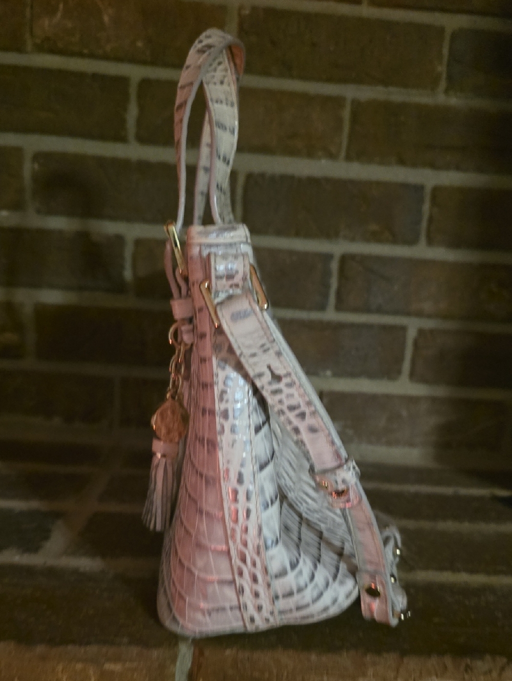 Brahmin Mini Asher Leather Satchel/Shoulder Bag White - Picture 2 of 8